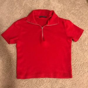 Brandy Melville Red Zip Shirt